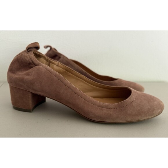J Crew Suede Block Heel Slip On Pump Shoes Women Size 8 Mauve Tan - Picture 5 of 8